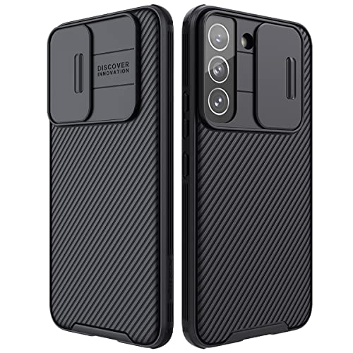Galaxy S22 Case with Camera Cover,Galaxy S22 Slim Fit Thin Protective Cover with Shockproof PC Back and Soft Silicone Edge,Anti-Scratch Phone Case for Samsung Galaxy S22 5G 2022 Black