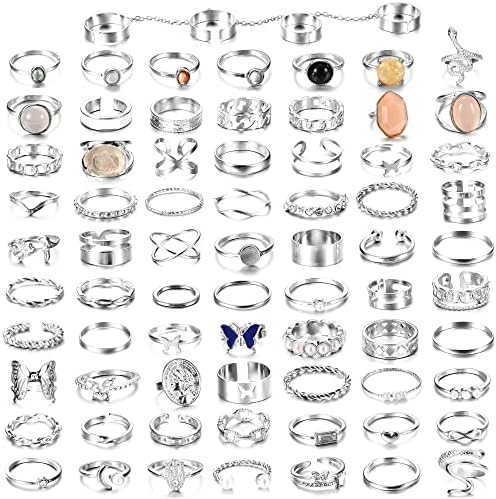 Amazon.com: Aimimier 9 Pcs Bohemian Stackable Joint Knuckle Ring Set ...