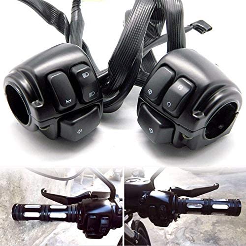 MASO 1 par de interruptores de control de manillar de motocicleta de 25 mm de color negro con botón de encendido y apagado para Harley Softail, Dyna, Sportster 883, 1200, V-Rod 1996-2012