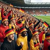 AURALIN Kapelusz Rybacki Kibica Niemcy Dwustronny Czapka na MŚ 2026 Oddychająca Ochrona Przeciwsłoneczna dla Kobiet i Mężczyzn Składany Kapelusz Plenerowy Czarno-Czerwono-Złoty (56-58 cm) DE
