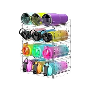 Golden Penguin Canada Water Bottle Organizer – Stackable Rack for Kitchen, Countertop, Cabinet, Pantry, Fridge, Freezer (4 Pcs)