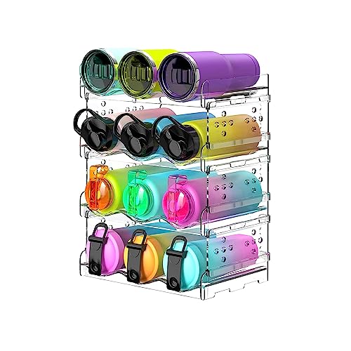 Golden Penguin Canada Water Bottle Organizer – Stackable Rack for Kitchen, Countertop, Cabinet, Pantry, Fridge, Freezer (4 Pcs)