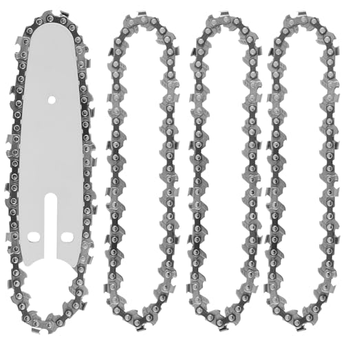 5Pcs Mini Chainsaw Chain with Replacement Saw Chain Bar 4/6inch Metal Guide Saw Chain Wear-Resistant Woodworking Brunch Cutting Chains for 4/6inch Mini Cordless Electric Chainsaw(4 inches,silver)