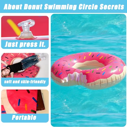 Doughnut Schwimmring für Kinder 2-8 Jahre,2pcs 70cm Aufblasbar Sprinkle Donut Schwimmreifen Ring,Dicke PVC Pool Aufblasbar Schwimmen Ring für Mädchen Jungen Schwimmbad Wasser Outdoor Spielzeug Party