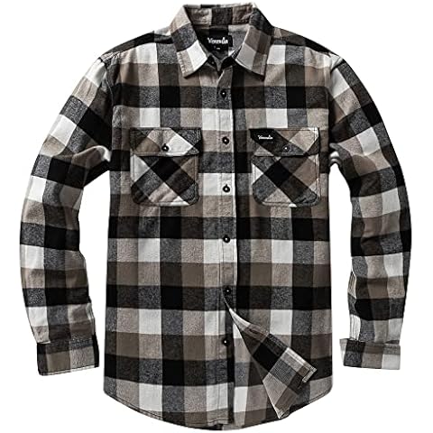 VENZULIA Mens Flannel Casual Buttondown Shirt Two Pocket Longsleeve Regular fit Shirts(BLKCHO, 2X) Cover