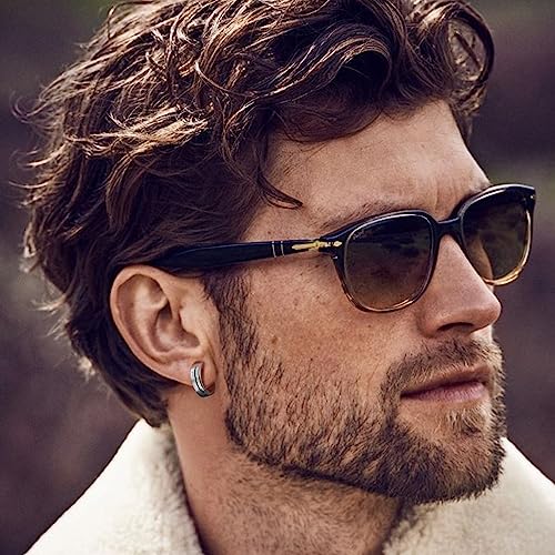 RIOSO 12Pairs Hoop Earrings for Men Stainless Steel Black Silver Men\'s Hoop Earring