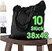 Produktbild Baumwolltasche 38x42 cm 10 Stück unbedruckt, lange Henkel Stofftasche Tragetasche, Beutel, Baumwollbeutel, Jutebeutel OEKO-TEX® zertifiziert Stoffbeutel Einkaufsbeutel Einkaufstasche bemalen schwarz