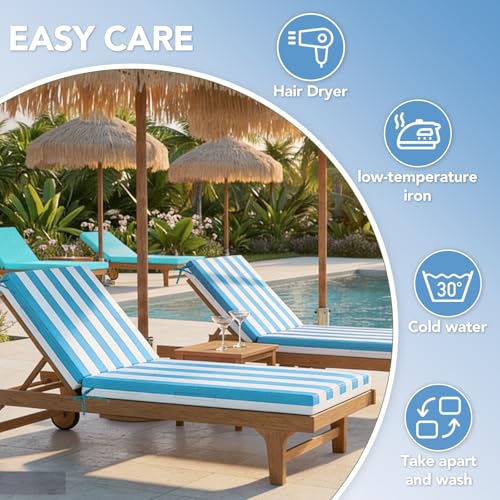 Chaise Lounge Chair Waterproof Cushion Set of 2 Outdoor for Pool - image 7