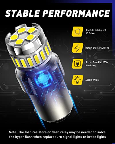 Image of AUTOONE 1157 LED Bulb White 6500K, 2057 2357 7528 BAY15D LED Bulbs for Backup /Reverse Light, Tail Light, Brake Light, 700% Brighter Canbus Ready Plug and Play LED Bulbs, Pack of 2