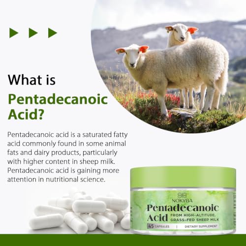 Image of Pentadecanoic Acid C15:0 Supplements 300mg High-Altitude Sheep Milk Sourced | 45 Capsules