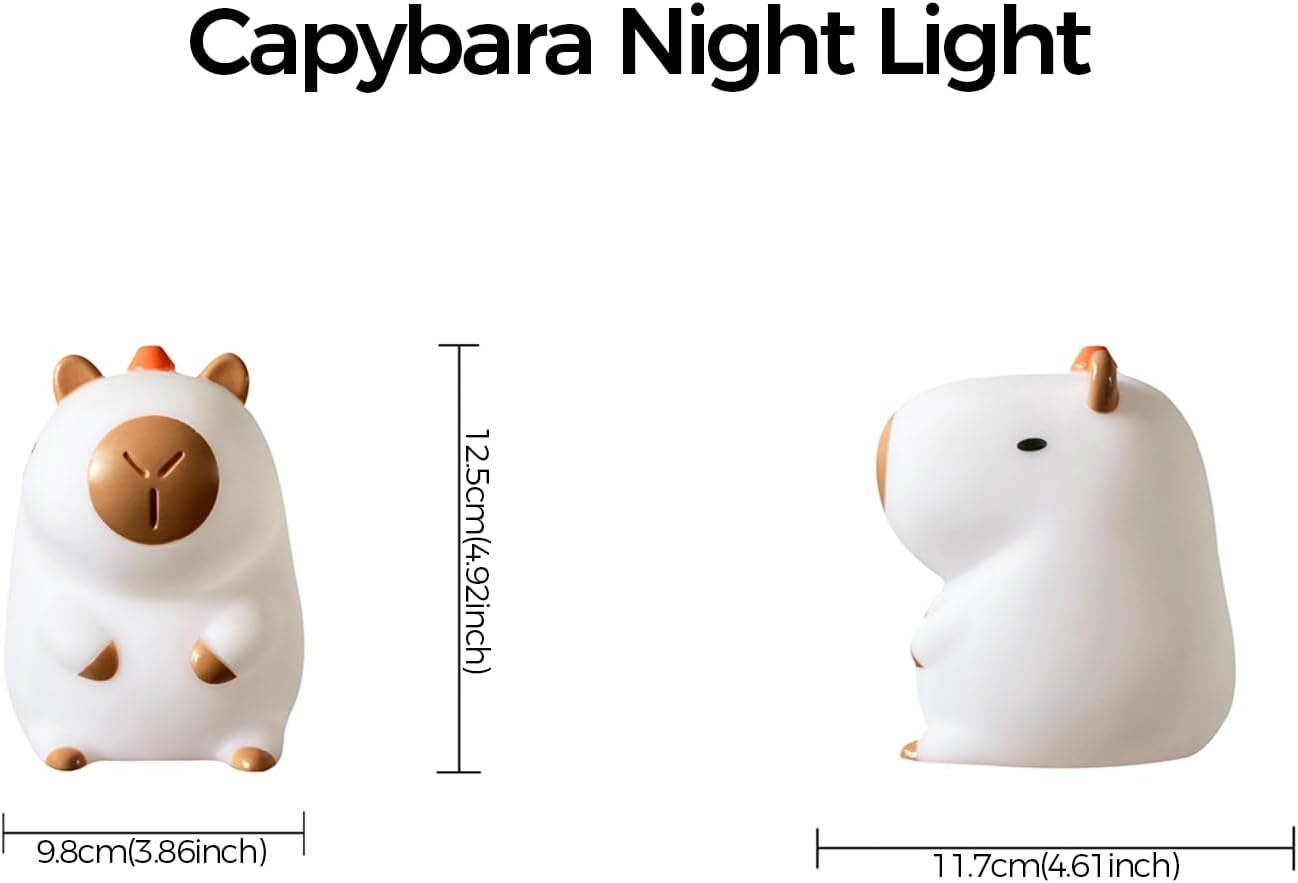 Night Light for Kids, Cute PVC Capybara Lamp with 8 Light Effects (7 Colors + Rainbow), Touch Tap Color Change, Rechargeable Nursery Bedroom Decor, Toddler Gift（Capybara） image 4