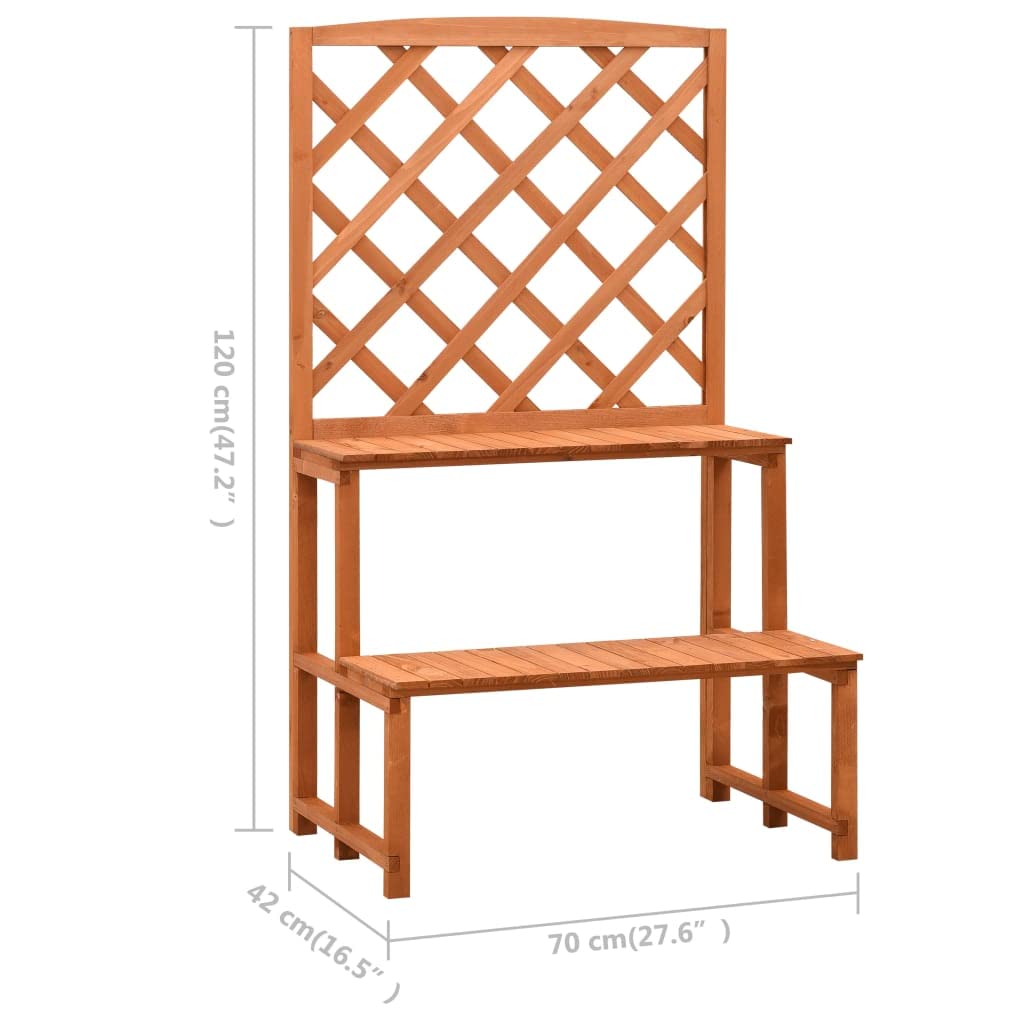 Stojak na rośliny Krata Drewniany Jodła 70x42x120cm | Półki o podwójnej wysokości, do ogrodu, balkonu, patio, idealne do pnączy