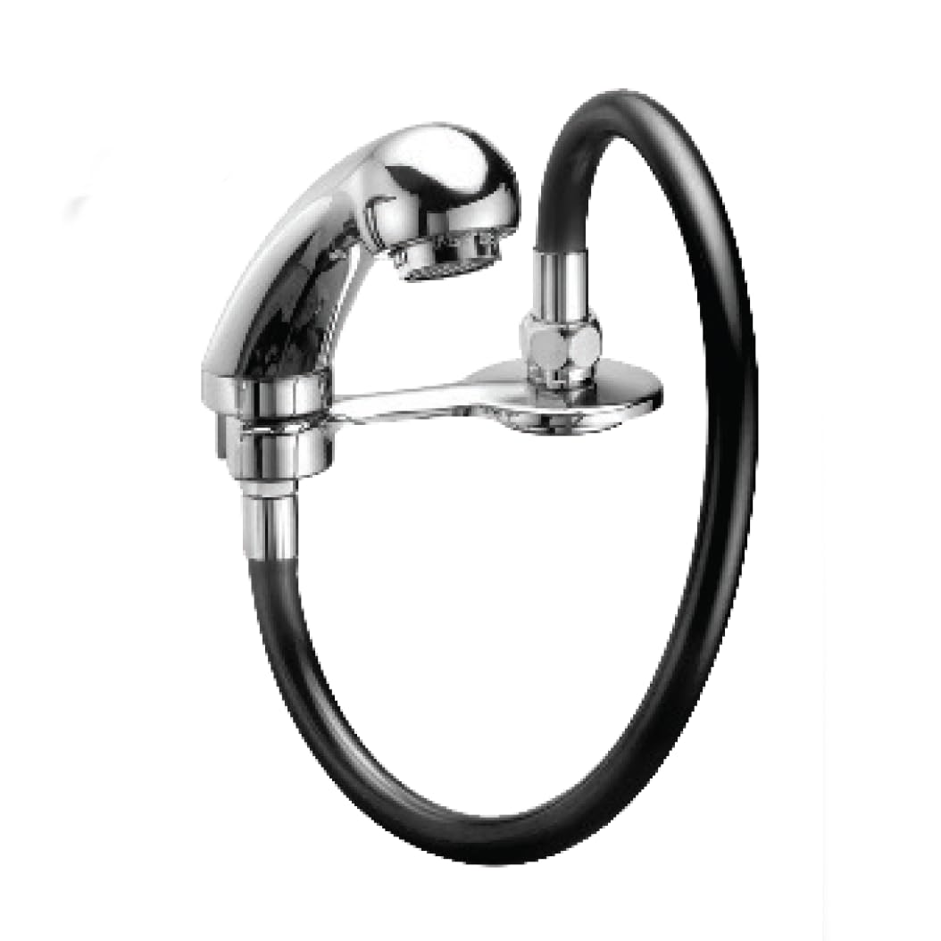 DOCCETTA LAVANDINO KIT UNIVERSALE COMPLETO doccetta classica con acqua-stop e 2 soffioni TUBO FLESSIBILE PER LAVATESTA PARRUCCHIERE - BARBIERE -