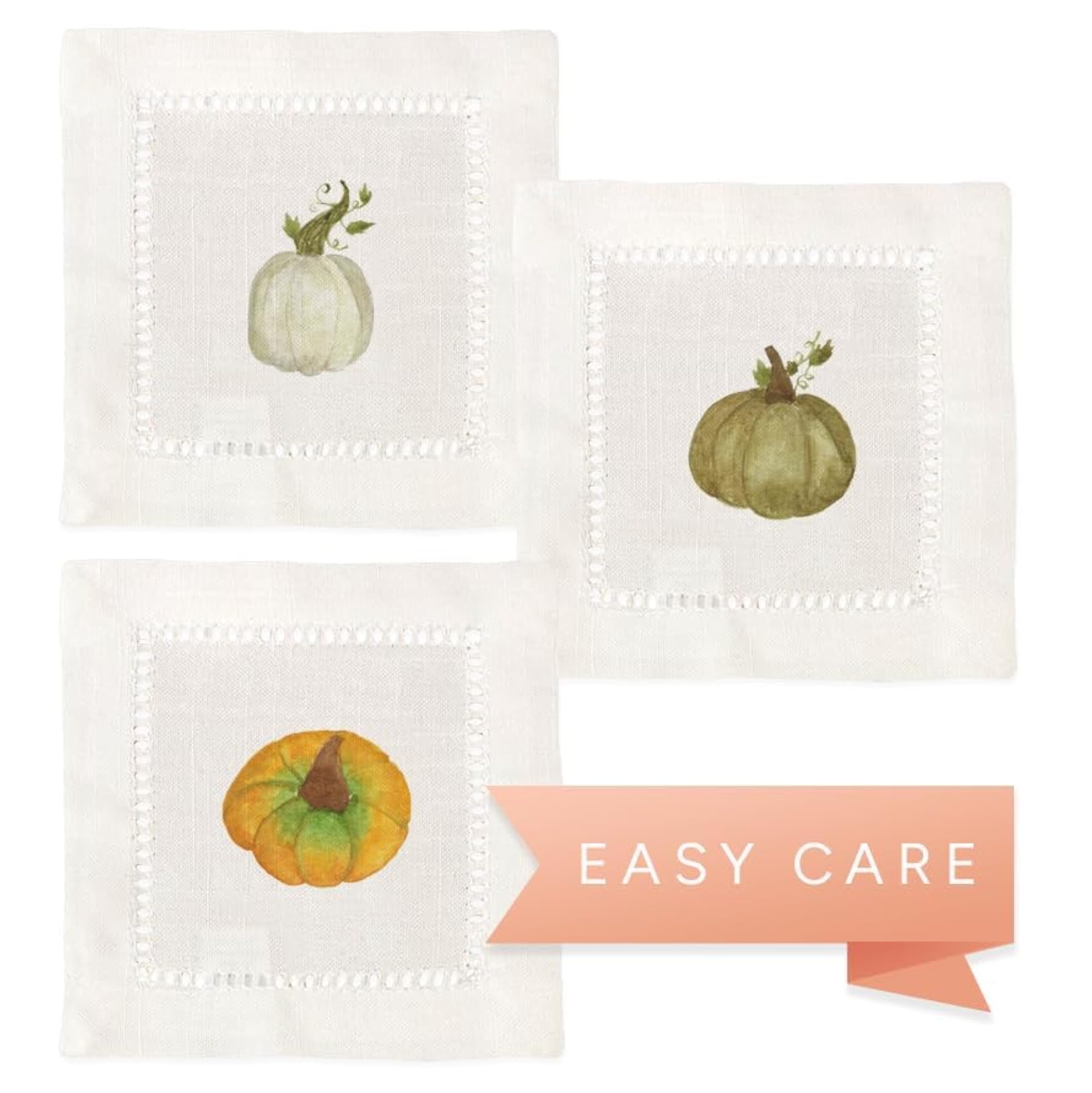 Linen Cocktail Napkins 6x6, Decorative Hemstitch