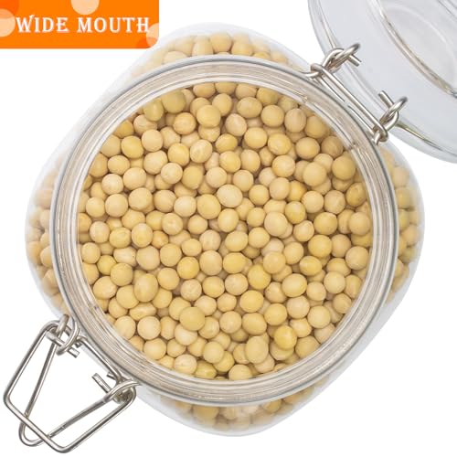 Image of 34oz Square Glass Food Storage Jars with Airtight Clamp Lids 3 Pack