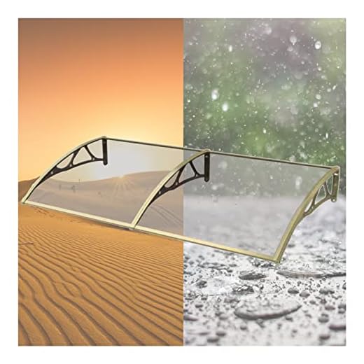 Tak för Ytterdörr Transparent Över Huvudet Polykarbonatskydd, Anti-UV Regn Snöskydd Veranda Markis Regntak (Color : Brown, Size : 80(L) X60(W) CM)