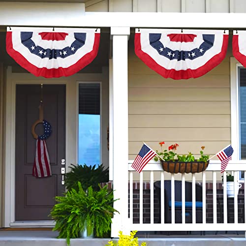 2 Pcs American Flag Patriotic Bunting, 3 X 1.5 Ft Usa Pleated Fan Banner Flags For Outdoor, 4Th Of July Memorial Day Decorations For Porch Railing Holiday Party #TOP4
