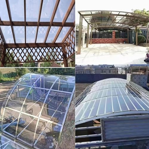 1.5mm Polycarbonate Roofing Panel - Durable, Transparent Eaves Extension, Awning Shade, Rooftop Terrace Cover, Greenhouse Protection from Sun & Rain - 5.1 ft Length