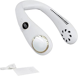 Xiaokeis Portable Neck Fan, Hands Free Bladeless Fan, Cooling Personal Fan,3 Speeds Adjustment,360° Surround Wind, Rechargeable Wearable Cooling Fan for Outdoor/Sports/Travel(White)