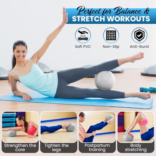 Pilates Ring Set for Women | 14" Magic Circle Pilates Kit with 3 Resistance Band women, Pilates Ball, Yoga Strap & Pump. Includes Carry Bag | Home Workout pilates Equipment for Strength & Flexibility - Image 3
