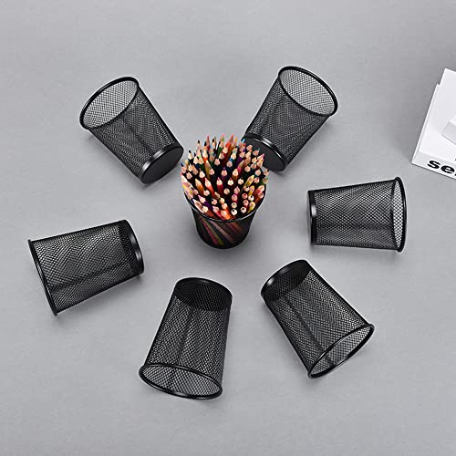 Gonice 6 Pack Pencil holder, Mesh Pen Holder for Desk, Black Pen Cup Desk Organizer for Home, Schoo and Office image 2