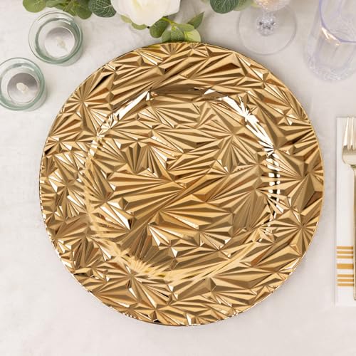 6 Platos Cargadores Redondos Plástico Dorado 13" miniatura 4