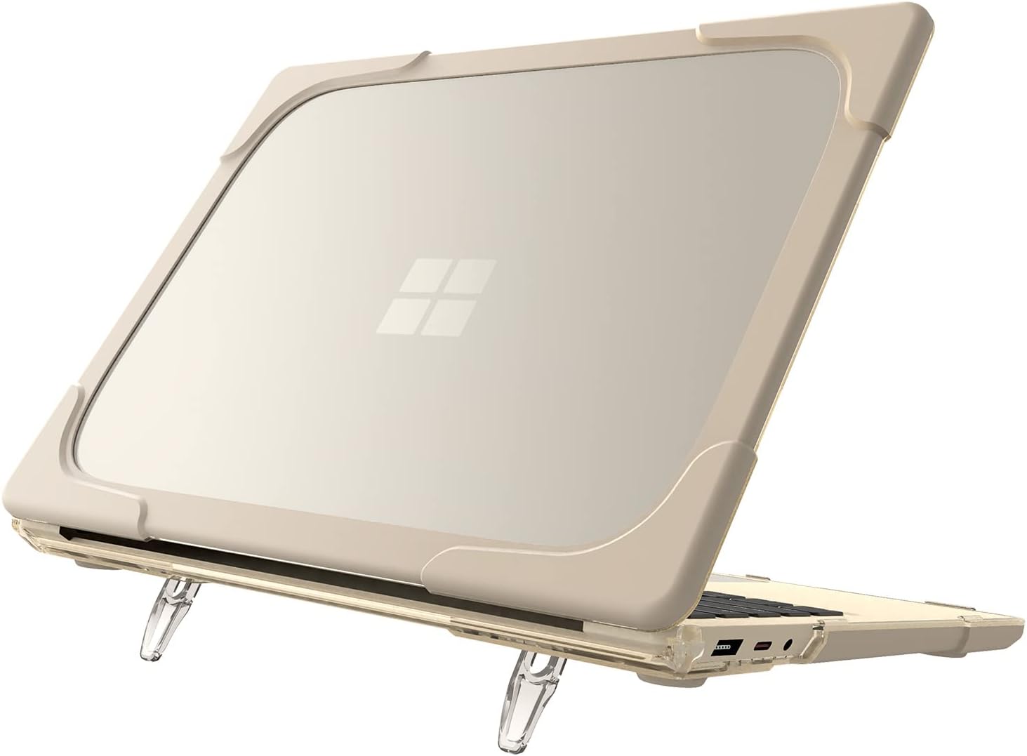 Rugged Case for Microsoft Surface Laptop 3/4/5 13.5" Metal (Models: 1868/1951),Heavy Duty Slim Hard Shell Cover Shockproof Protective Cover with Foldable Kickstands (Khaki, 13.5"(Metal))