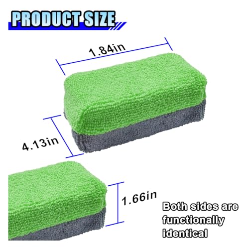Image of 12PCS Ceramic Coating Applicator Sponge, 4.13'' x 1.84'' Microfiber Car Detailing Applicator Pads, Rectangular Car Foam Cleaning Pad, Auto Polishing Pad for Wax, Paint, Sealant (Green)