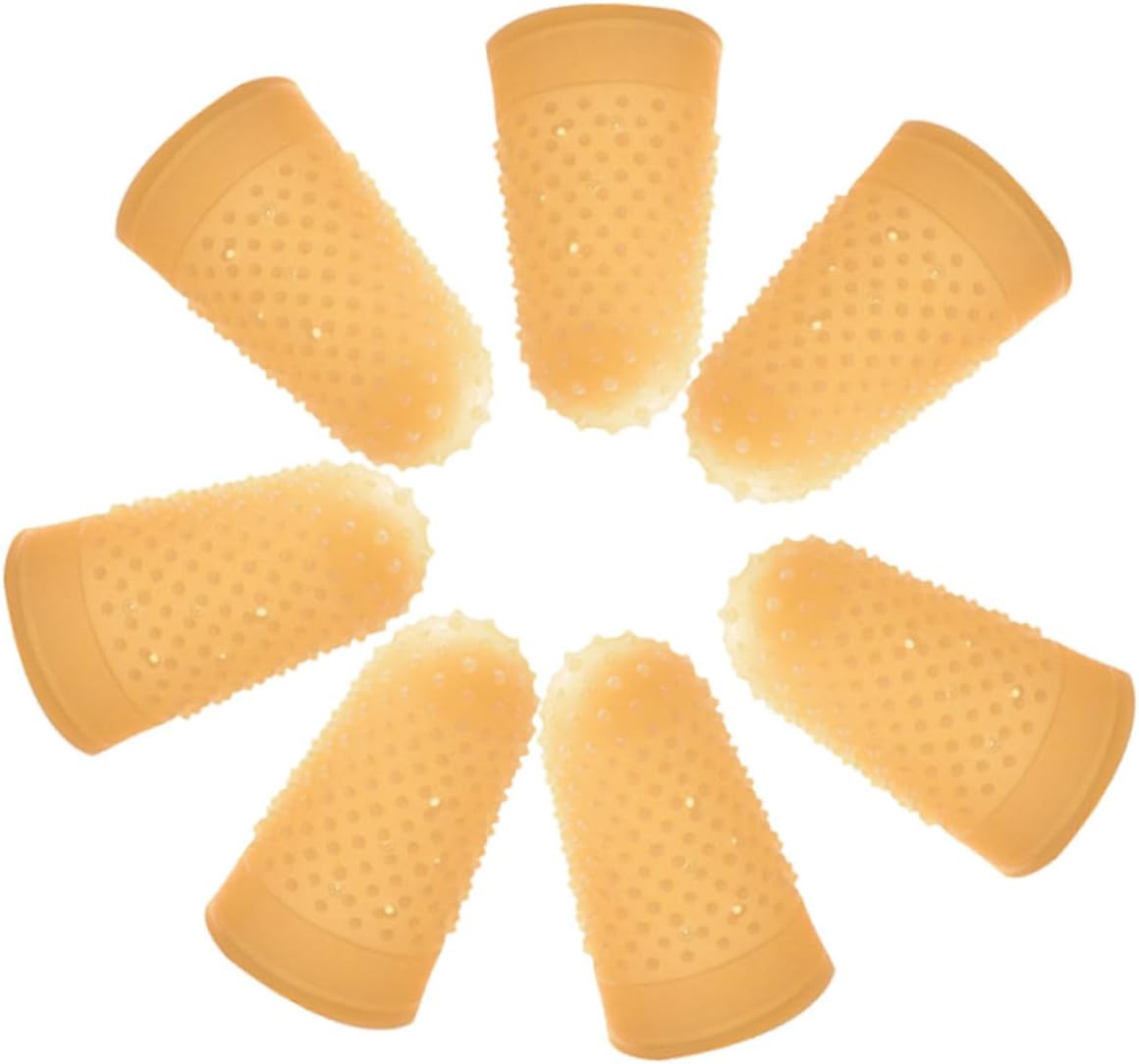 20pcs Anti-Static Rubber Finger Cots XL Size 1.3" X 0.83" Beige Finger Sleeves with Non-Slip Dots for Counting Money Industrial and Office Protectors