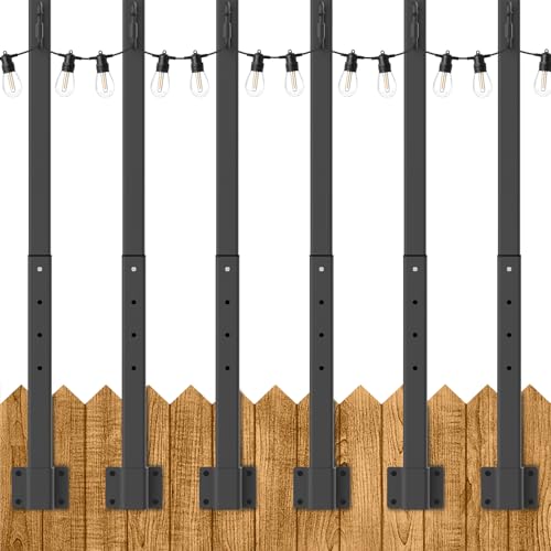 6 Pack Outdoor String Light Poles with Clips and Holder