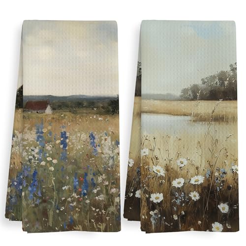 XNXLDYLH Vintage Rustic Floral Kitchen Towels and Dishcloths Sets of