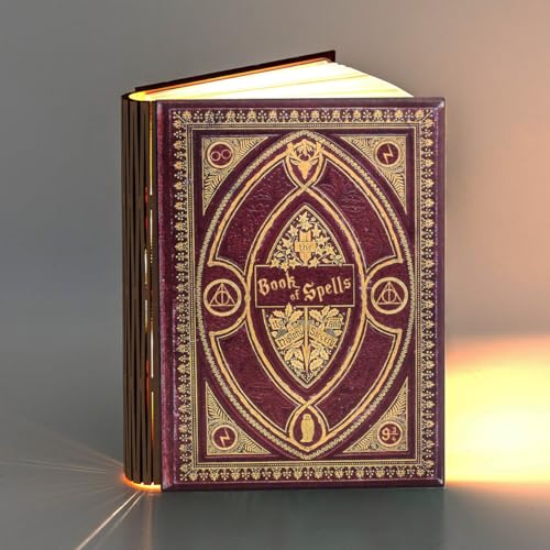 Image of KleverCase Book Cover Themed 360 Degree Chargeable Reading Lamp, Night Light, Desk, Bedside Light. (Gryffindor Red, Large Size White Light)