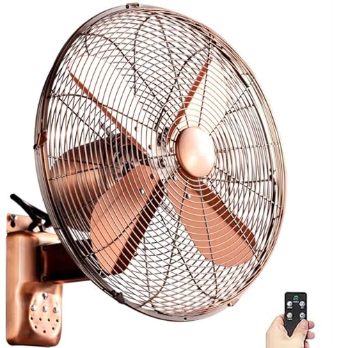 Vintage Retro Wall Mounted Oscillating Fan with Remote Control 90 Degree Rotation Waterproof for Outdoor Patios Bedrooms and Kitchens Ideal for Industrial Commercial and Residential Use