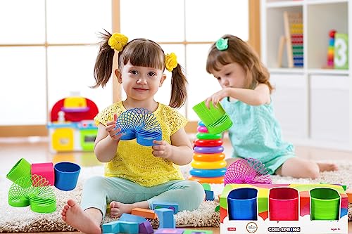 the dreidel company neon plastic multicolor coil spring goody bag fillers party favor for kids 334 inches 80mm 3-pack