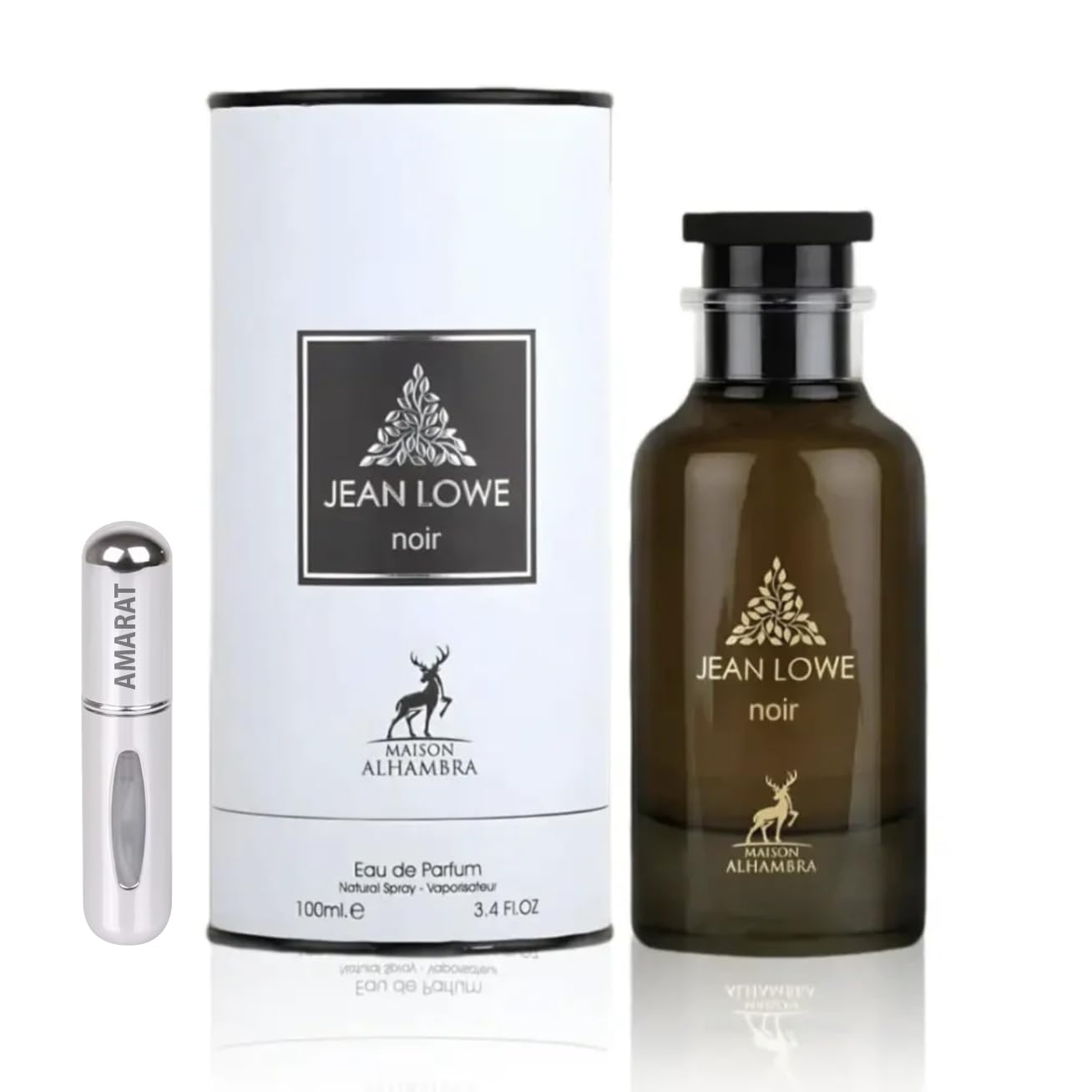 Perfume Jean Lowe Noir 100ml, Perfume Árabe de Larga Duración, Eau da Parfum Importado desde Dubái, Fragancia Intensa y Elegante para Hombre, Incluye Atomizador Recargable 5ML (Noir)