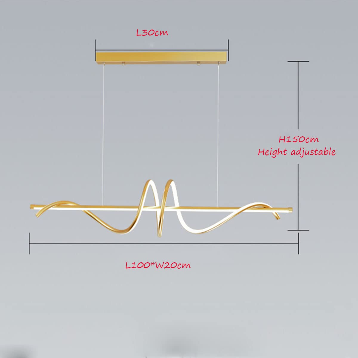Lampadario moderno LED Tavolo da pranzo Lampada a sospensione Lampada a sospensione moderna design a spirale Lampadari LED dimmerabili con plafoniere telecomandate per studio sala da pranzo (nero, L10