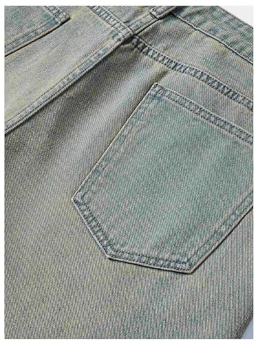 BEAUDRM Men\'s Vintage Graphic Jean Shorts Ripped Baggy Denim Shorts Jorts with Pockets Multicoloured Large - Thumbnail 4