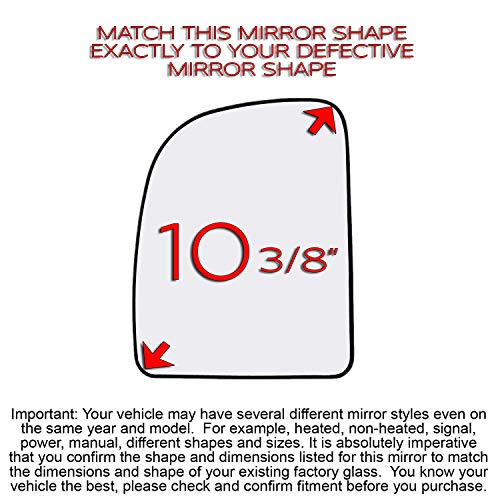New Replacement Driver Side Mirror Glass W Backing Compatible With Ford E-150 E-250 E-350 Club Wagon Econoline Excursion F-250 Super Duty Sold By Rugged TUFF