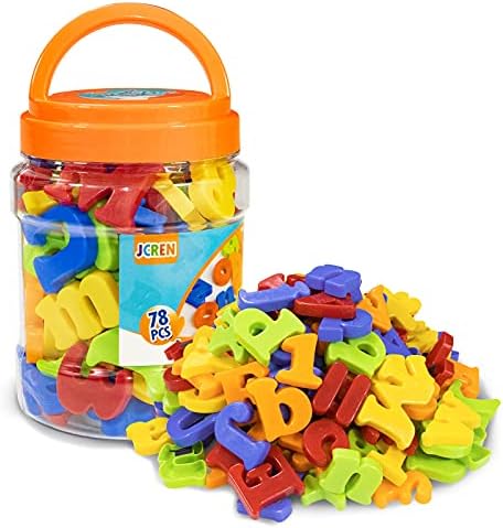 JCREN Magnetic Letters and Numbers Alphabet Magnets ABC 123 Fridge Toy Set Educational Preschool Learning Toys Spelling Counting Uppercase Lowercase Math Symbols for Kids 3 4 5 Years