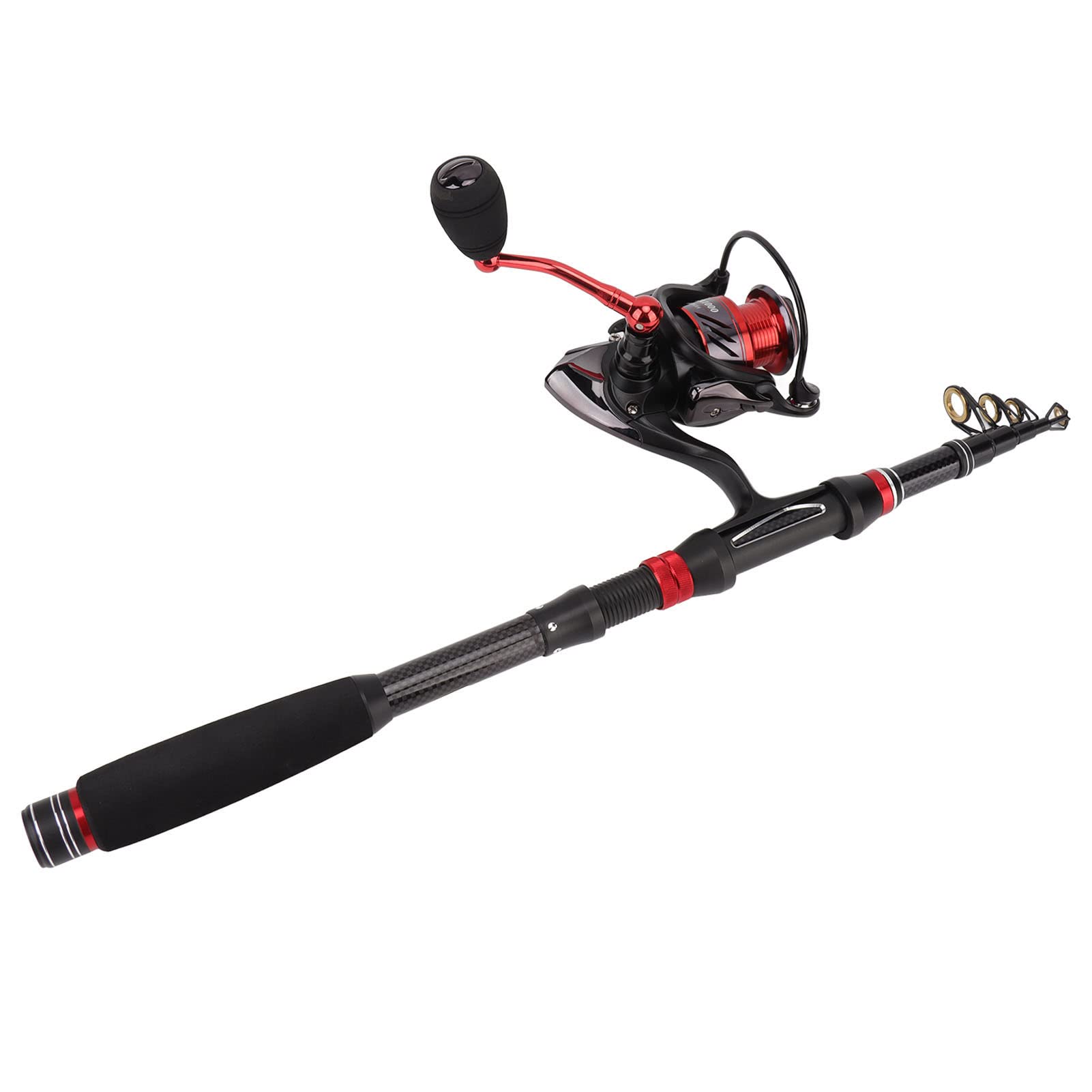 Set di canne da mare a sezione corta rosso nero Set di canne da pesca retrattili Set di esche da pesca Attrezzatura da pesca per adulti Acqua salata Acqua dolce