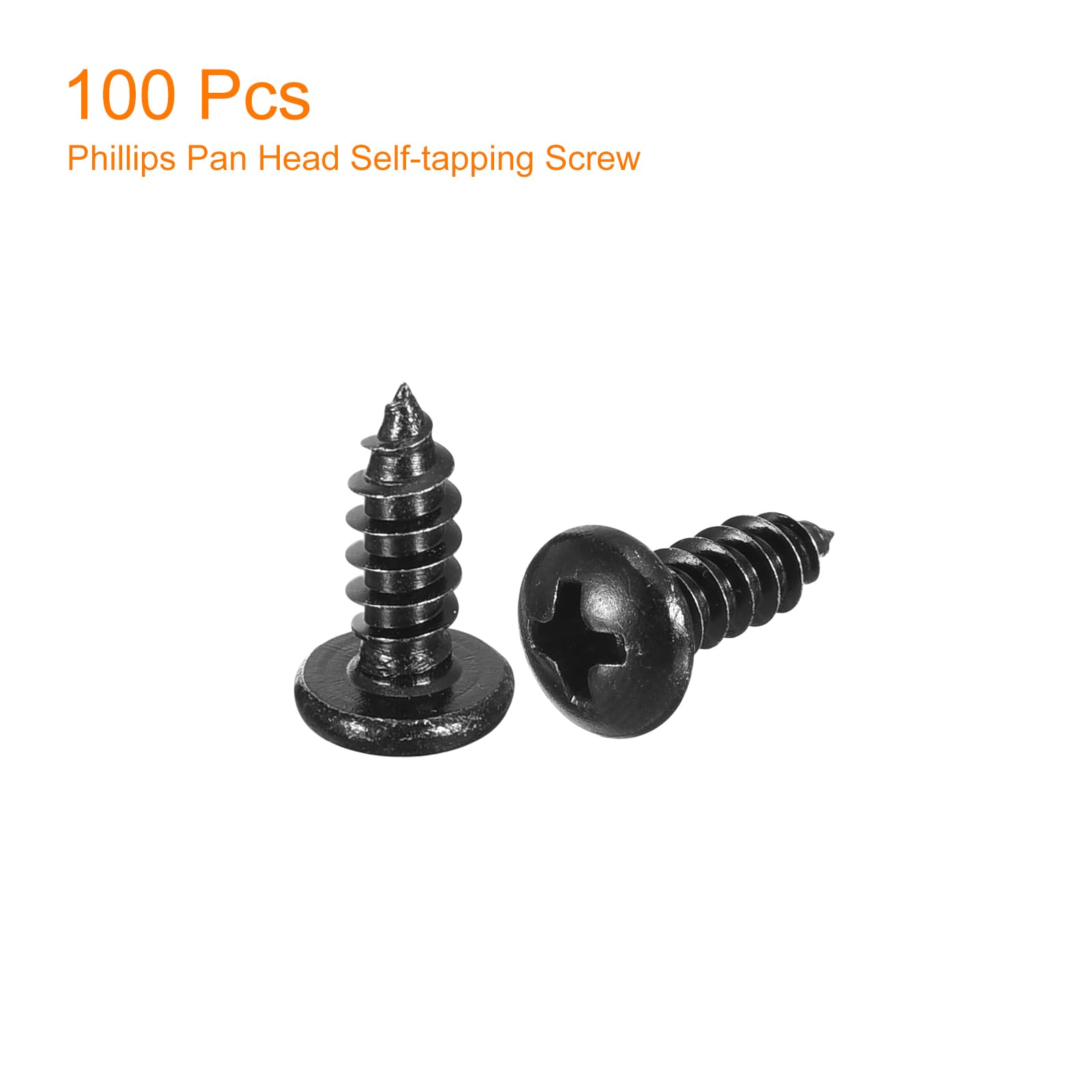 Mbsomnus 60 stuks zelftappende schroeven, zwart, M3 x 16 mm, schroeven, zwart, platte kop, roestvrij staal, 304 houtschroeven, volledige schroefdraad