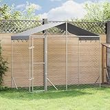 Générique Chenil d'extérieur pour Chiens avec Toit argenté 3x1,5x2,5 m,Articles pour Anima...