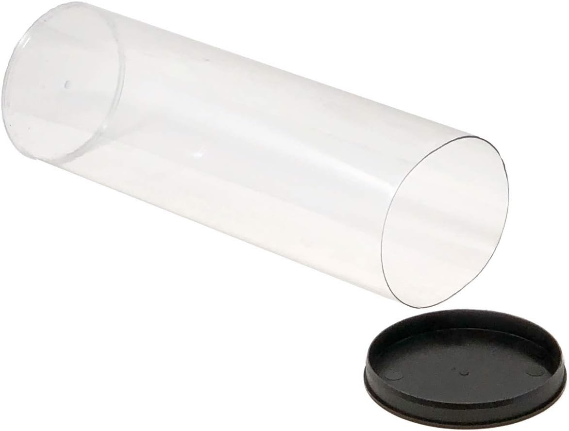 Prestige Import Group - 2" x 8.25" Transparent Clear Plastic (PETG) Storage Tubes with Black Lid - 12 Pack