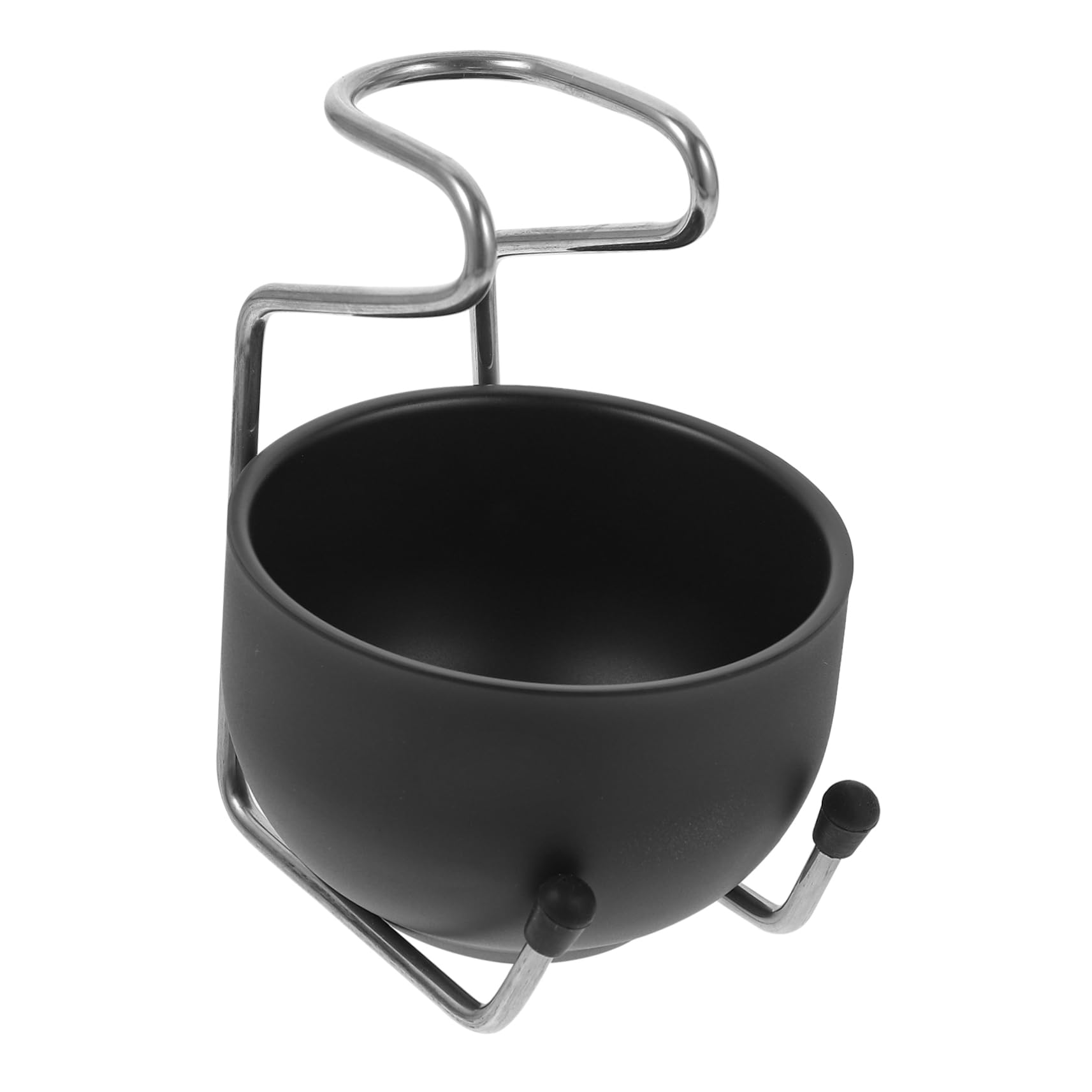 FRCOLOR 1 Set Stainless Steel Bowl Stand for Men Metal Shaving Bowl and Holder Grooming Tool for Beard Care Easy to Clean and Use