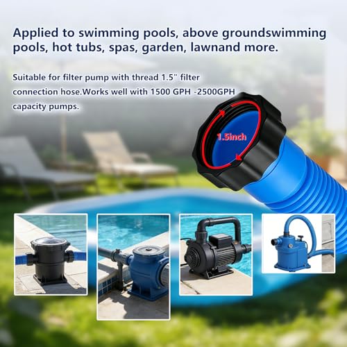 3 Pack 1.5" Pool Hose for Above Ground Pools 59" Long，Pool Pump Hose Filter Pumps Replacement Hose with Sealing Rings Fits for Intex Filters Pump, Saltwater Systems, Sand Filter by Nvcefza - Used condition - Image 4