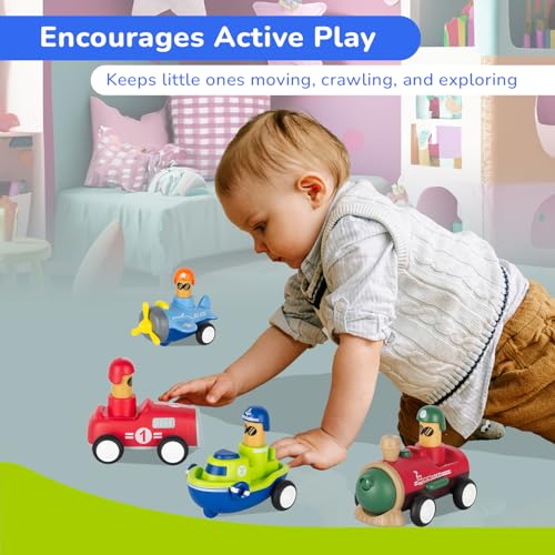 Image of R for Rabbit Orapple Rider Push and Play Mini Toy Car Set for Kids | Non-Toxic BPA Free 4 Pcs Combo of Toy Racing Car, Train, Aero Plane & Speed Boat (Multi 1)