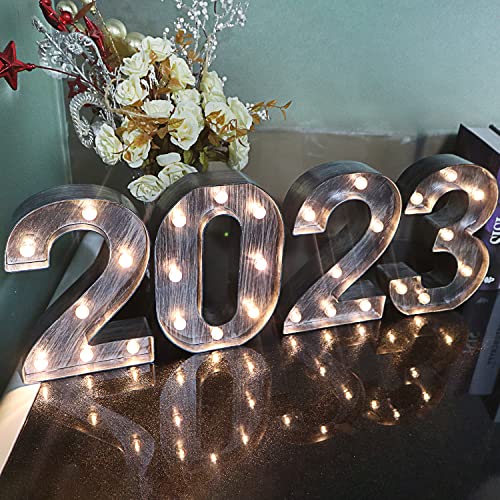 Image of Glintee Brushed Silver Gray LED Number Lights Light Up Number Sign for Night Light Wedding /Birthday Party Battery Powered Christmas Lamp Home Bar Decoration -6