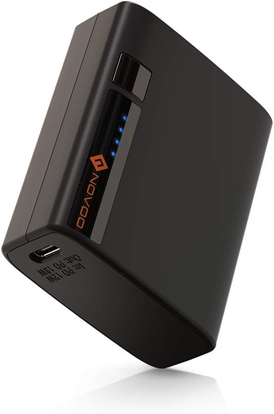 NOVOO Power Bank, 10000mAh Super Mini Compact Portable Phone Charger with High-Speed Charging PD 18W USB-C Power Delivery & USB-A Portable Powerbank, Compatible for smartphones/tablets(Black)