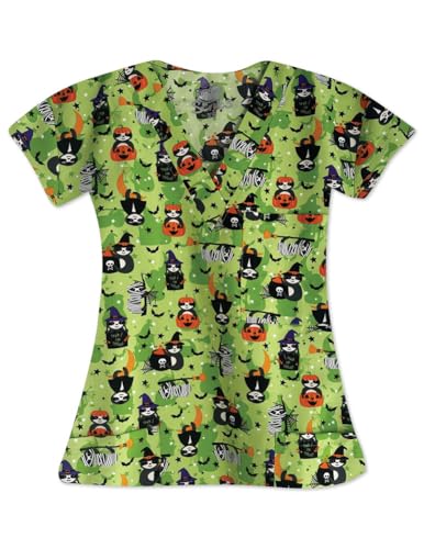 I Love Scrubs Halloween Scrub Top for Women, V-Neck, Sizes XS-3XL (US, Alpha, X-Large, Regular, Regular, DRESS UP SLOTHS)