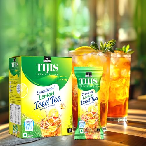 Image of Continental THIS Lemon Iced Tea | Instant Ice Tea Powder Sachets | Refreshing Natural Lemon Flavor | Made with Premium Tea Leaves | Source of Vitamin C | 140g Pouch